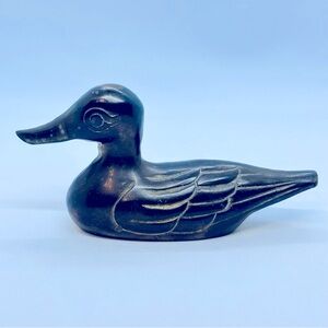 VTG Solid Brass Duck Figurine Paperweight 6" L x 3" T  Cabin Cottage Core MCM